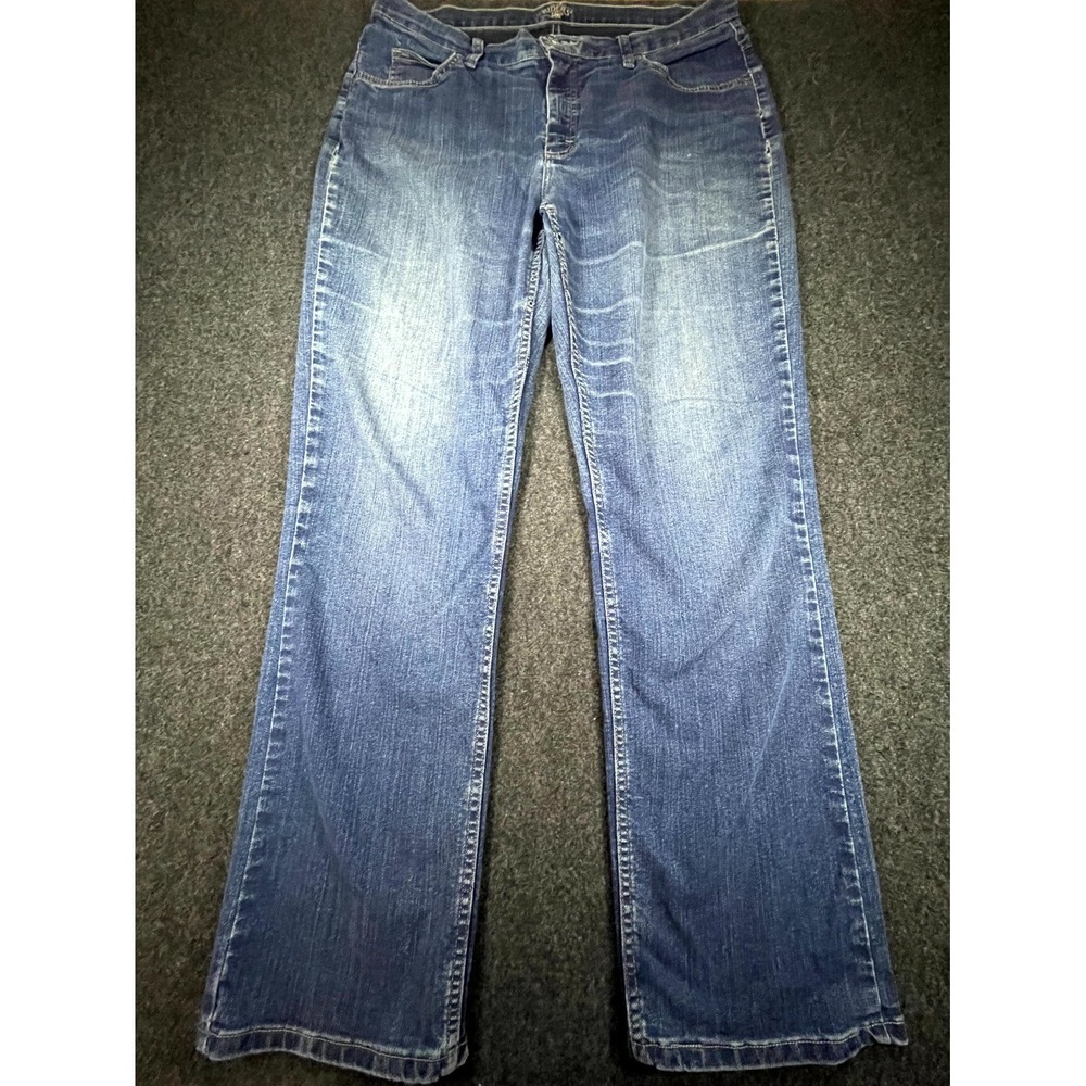 Riders by Lee Bootcut Jeans Womens 16L Blue Denim Distressed Hem Classic Fit Y2k